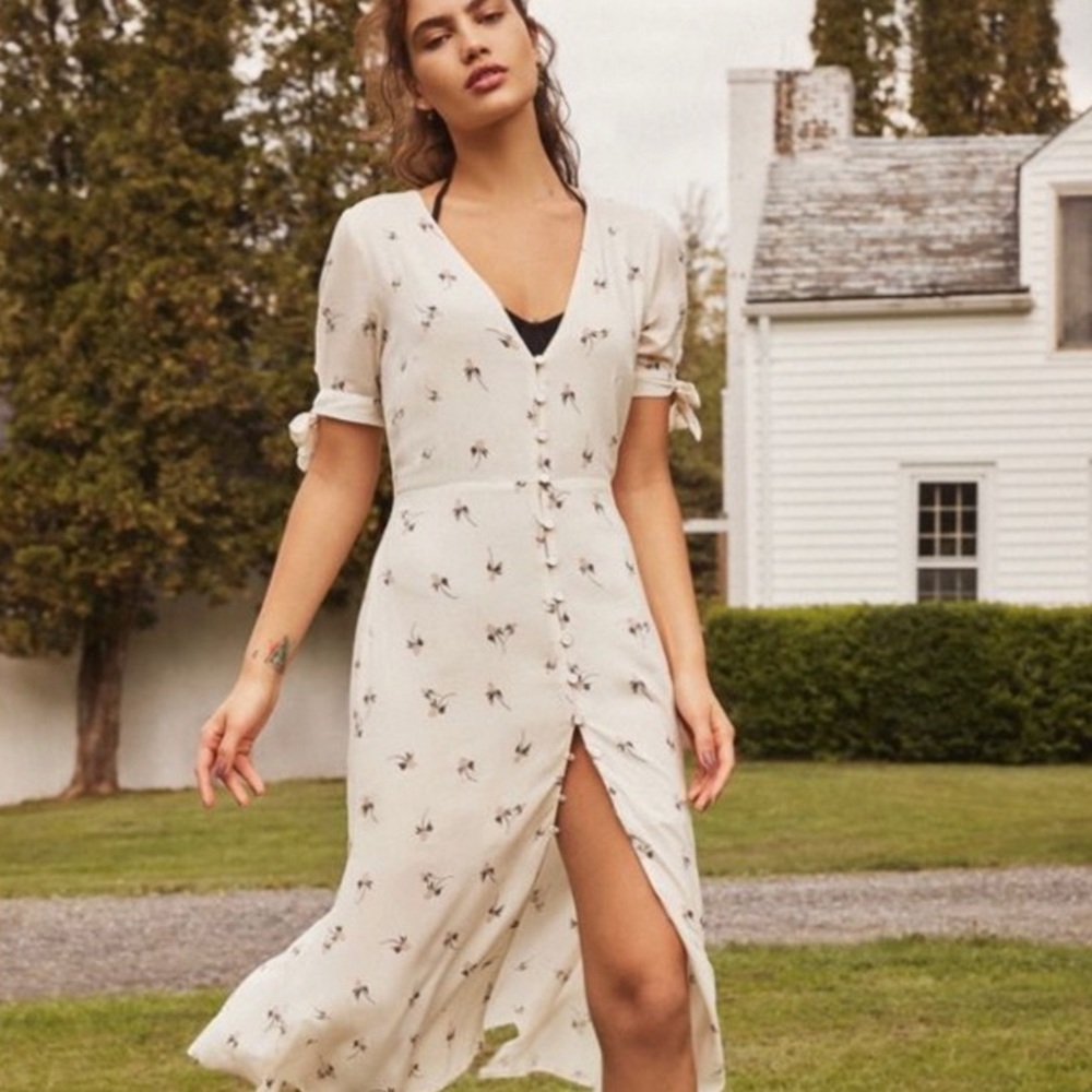 UO Melanie Button Down Floral Midi Dress